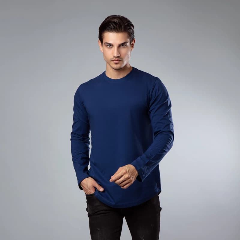 تیشرت آستین بلند مردانه باینت مدل 440-9 رنگ آبی نفتی — تصویر ۷