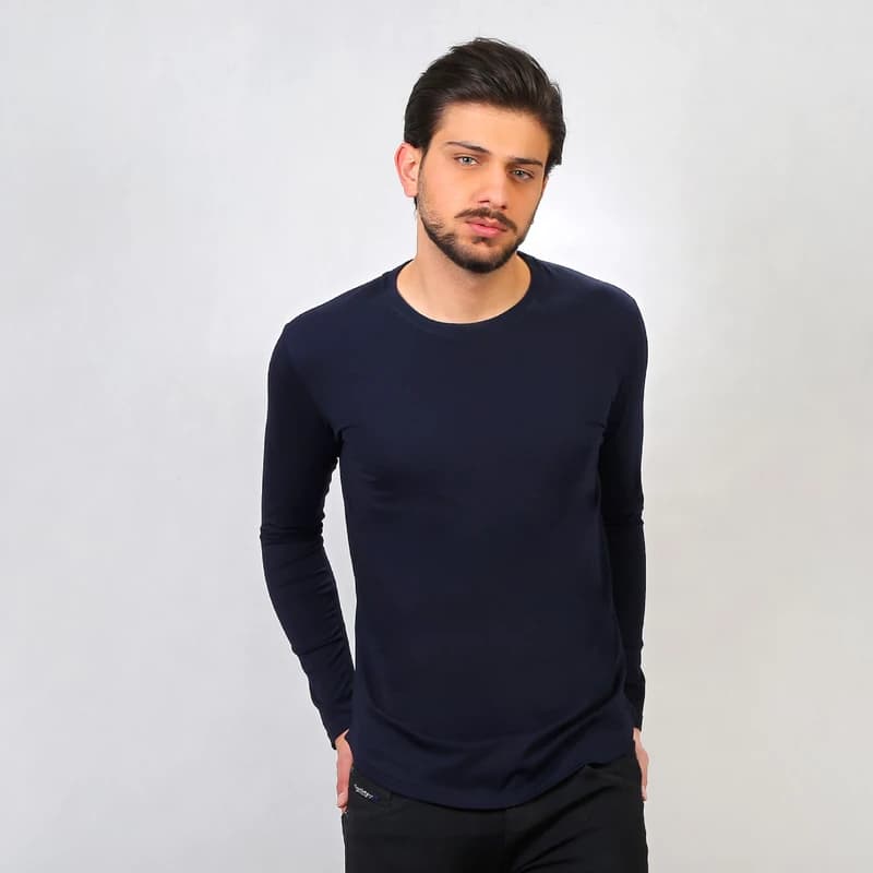 تیشرت آستین بلند مردانه باینت مدل 440-2 رنگ سرمه ای — تصویر ۲