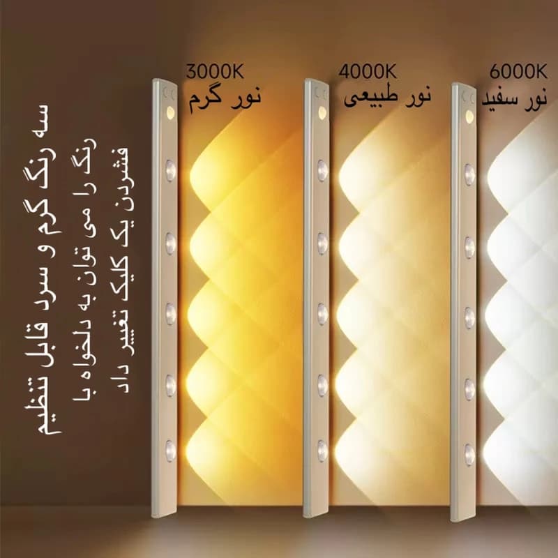 چراغ زیرکابینتی ۶۰ سانت شارژی ۳ حالته سنسوردار — تصویر ۱۲