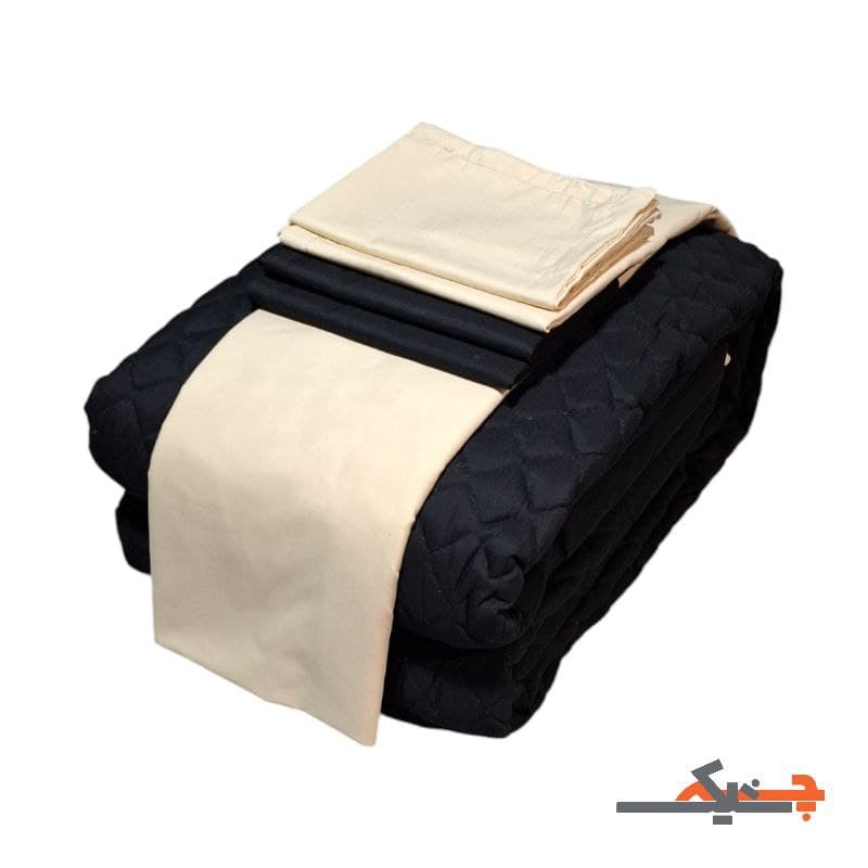 سرویس لحاف و روتختی دونفره با لحاف پنبه دوزی (مشکی/کرم) کد SLB0407291 — تصویر ۶
