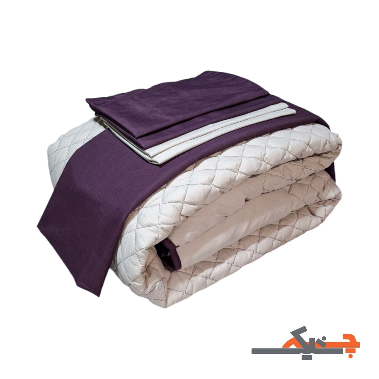 سرویس لحاف و روتختی دونفره با لحاف پنبه دوزی (طوسی/بنفش) کد SLB0402211 — تصویر ۷
