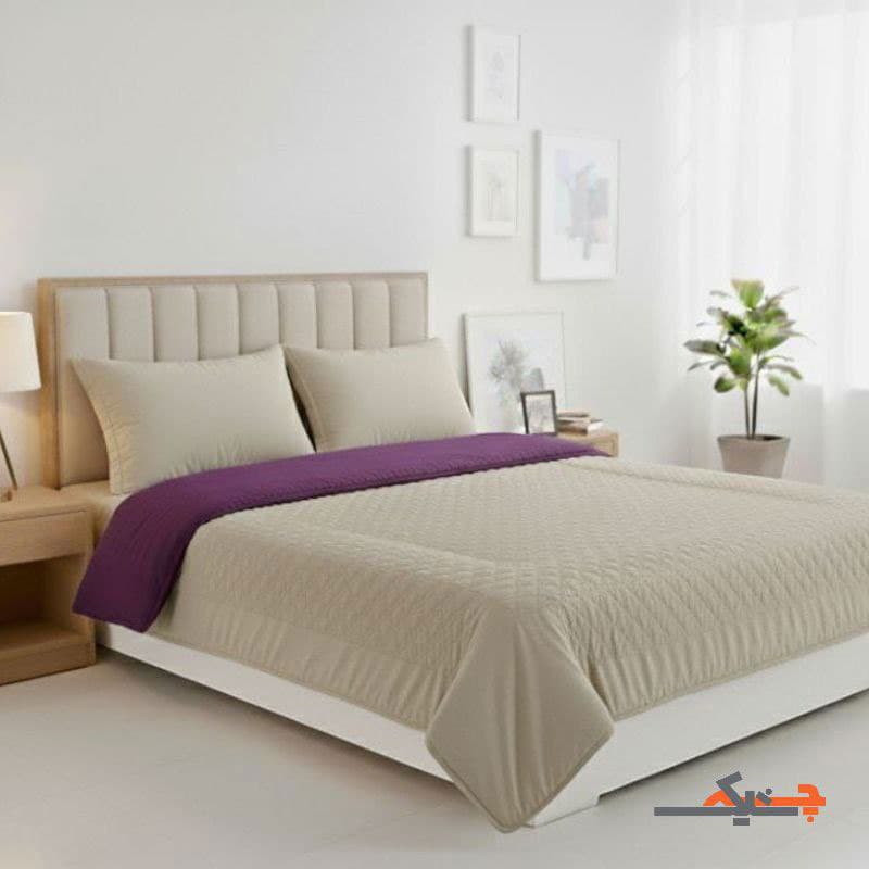 سرویس لحاف و روتختی دونفره با لحاف پنبه دوزی (طوسی/بنفش) کد SLB0402211 — تصویر ۲