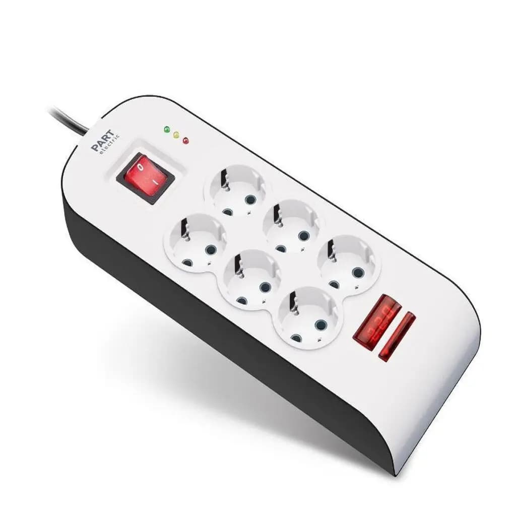 محافظ برق 6 خانه با کلید و کابل 3 متری آنالوگ کامپیوتر پارت الکتریک