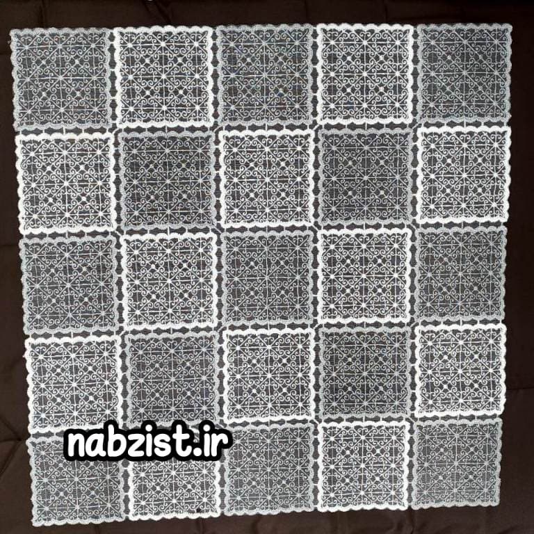 رومیزی روپشتی حریر گیپور مربع 80*80 طرح مدرن