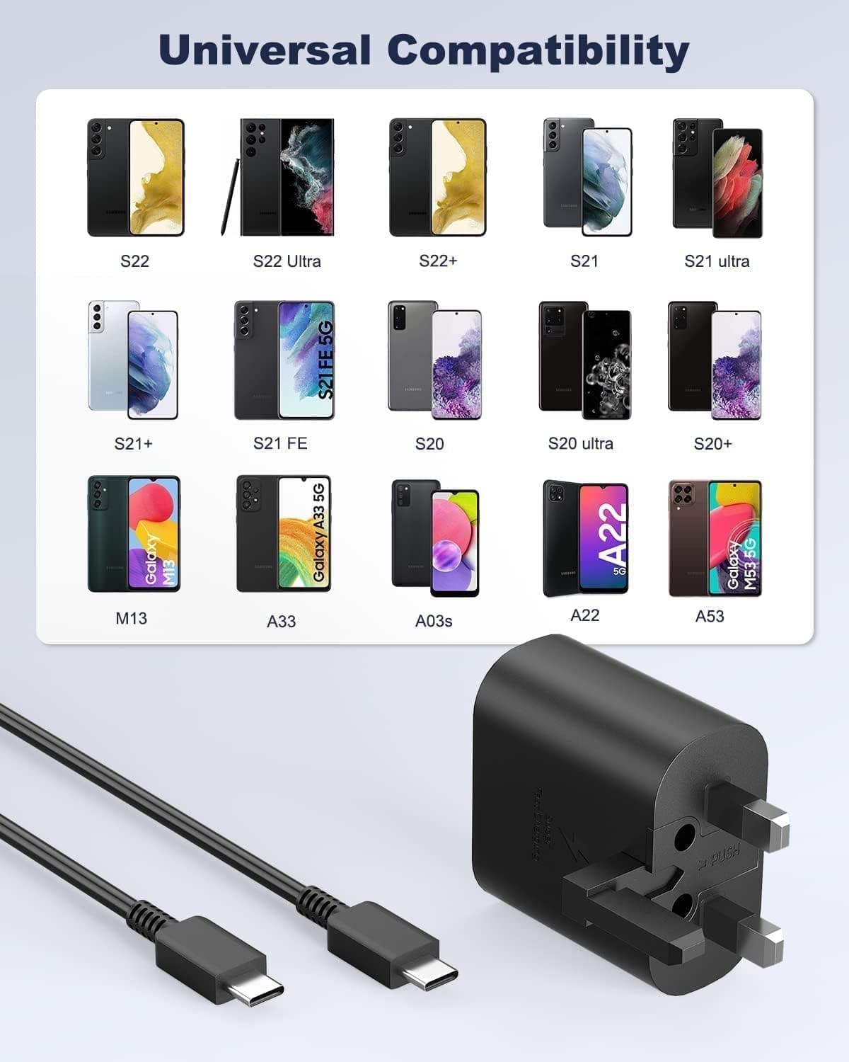 شارژر دیواری فست سامسونگ 45W همراه با کابل | سازگار با سری S23 و S22 اولترا — تصویر ۸