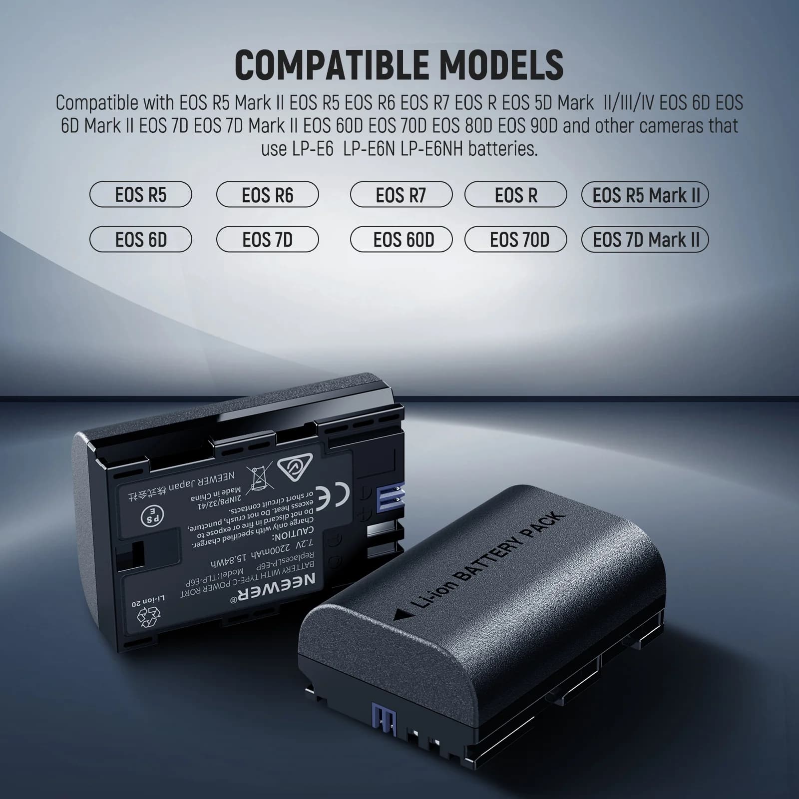 پک باتری دوربین کانن نیور LP-E6P با شارژر دوگانه | NEEWER LP-E6P Battery Kit — تصویر ۷
