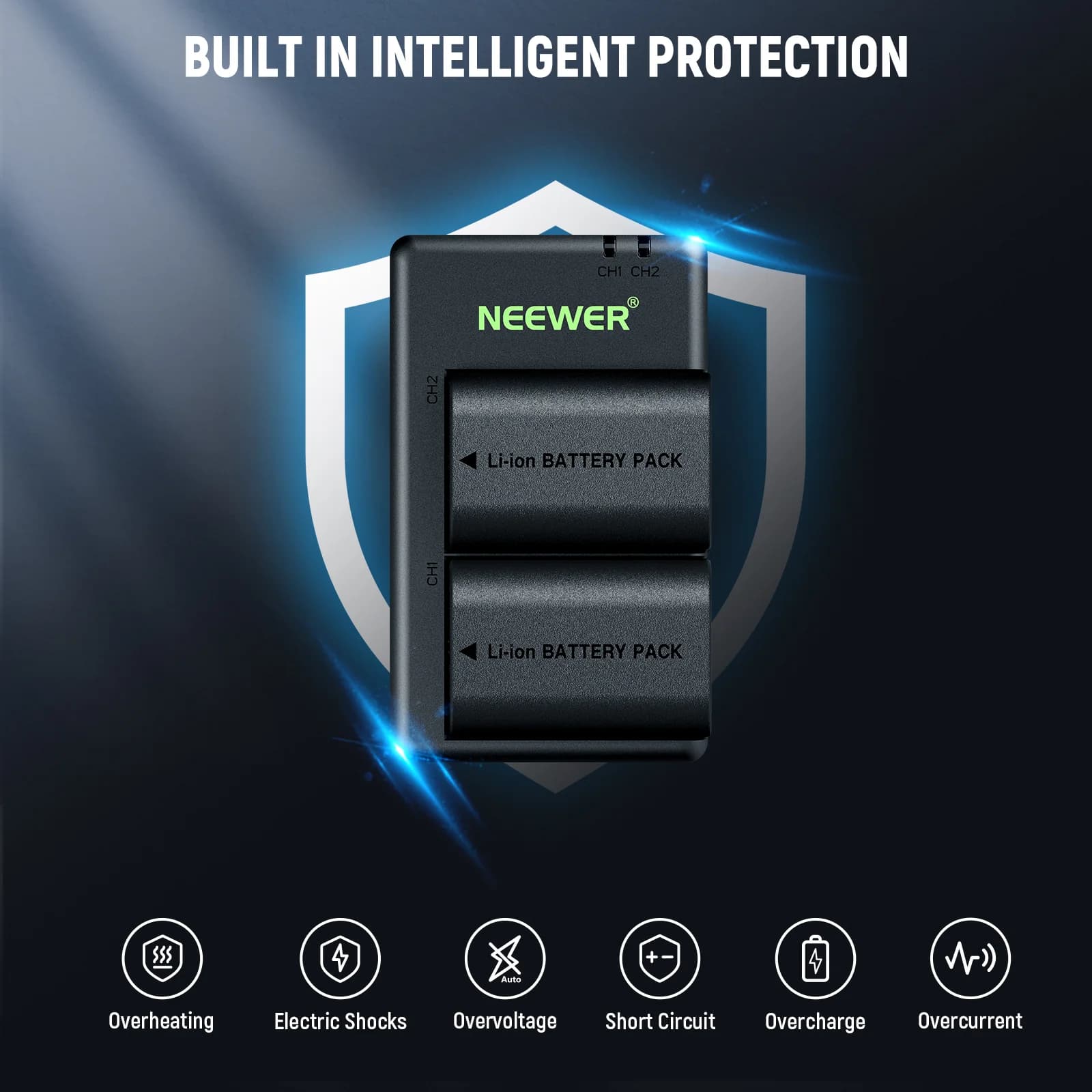 پک باتری دوربین کانن نیور LP-E6P با شارژر دوگانه | NEEWER LP-E6P Battery Kit — تصویر ۸
