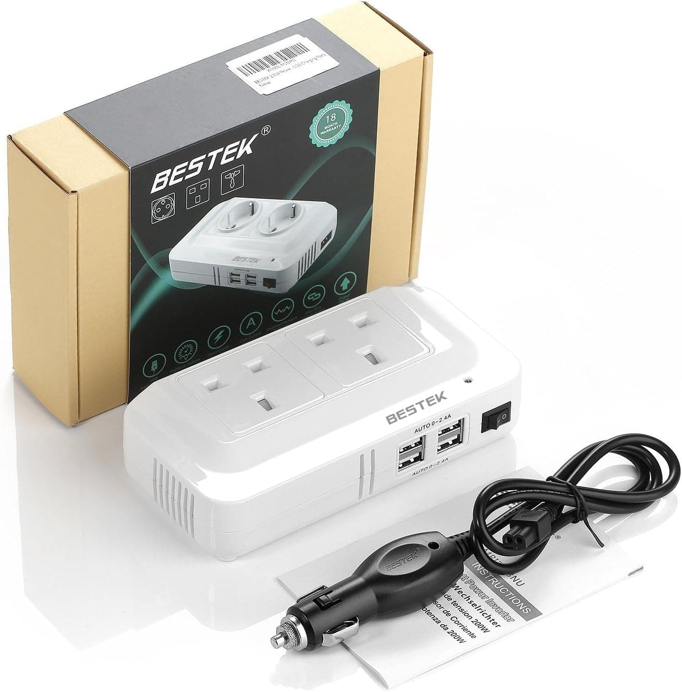 اینورتر مبدل برق خودرو بستک ۲۰۰ وات | BESTEK 200W Power Inverter — تصویر ۹