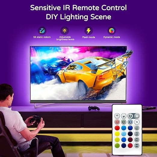 ریسه نوری هوشمند پشت تلویزیون و مانیتور ۲ متری مجهز به ریموت کنترل | RGB LED Strip Light