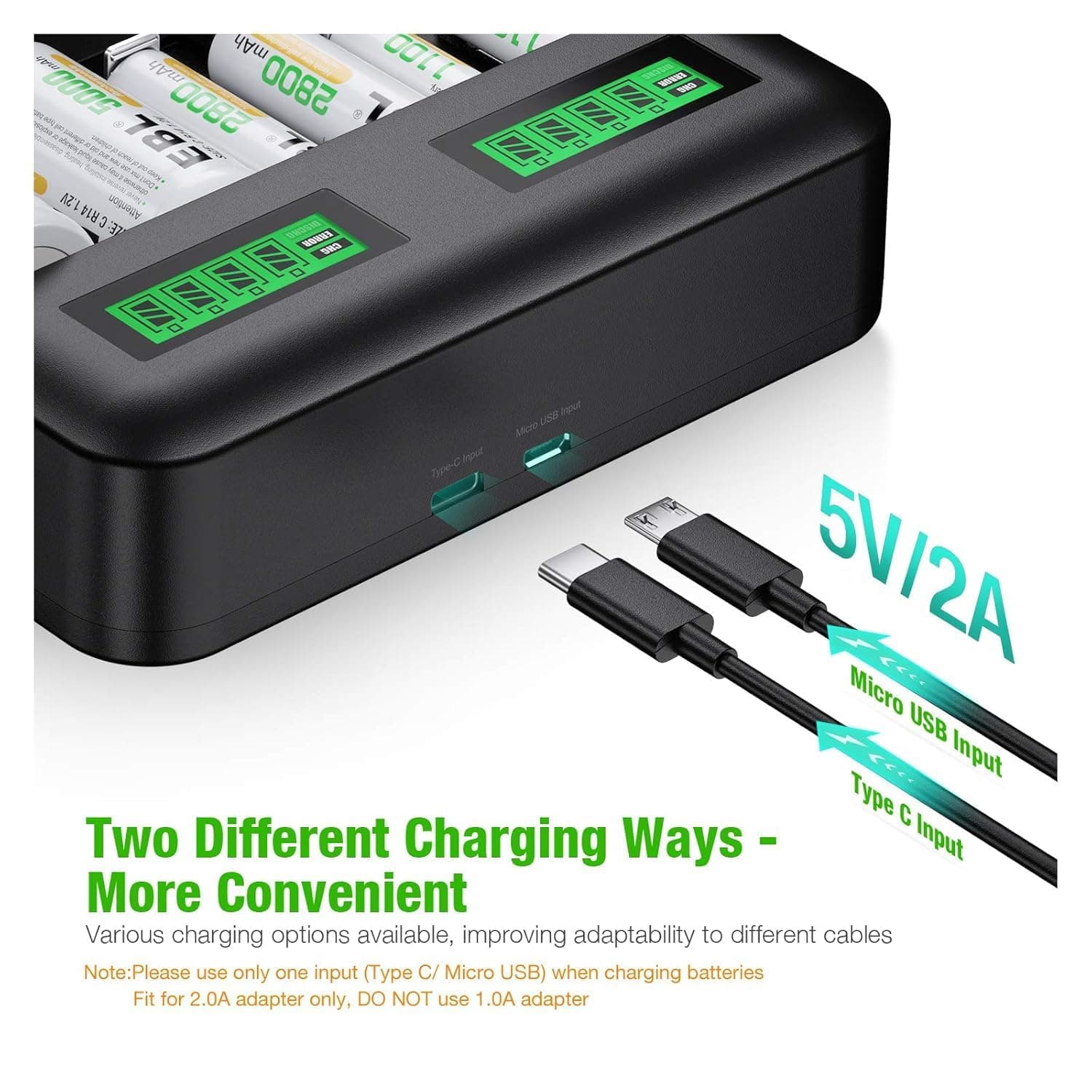 شارژر باتری همه کاره با نمایشگر LCD Universal Battery Charger برند EBL — تصویر ۵