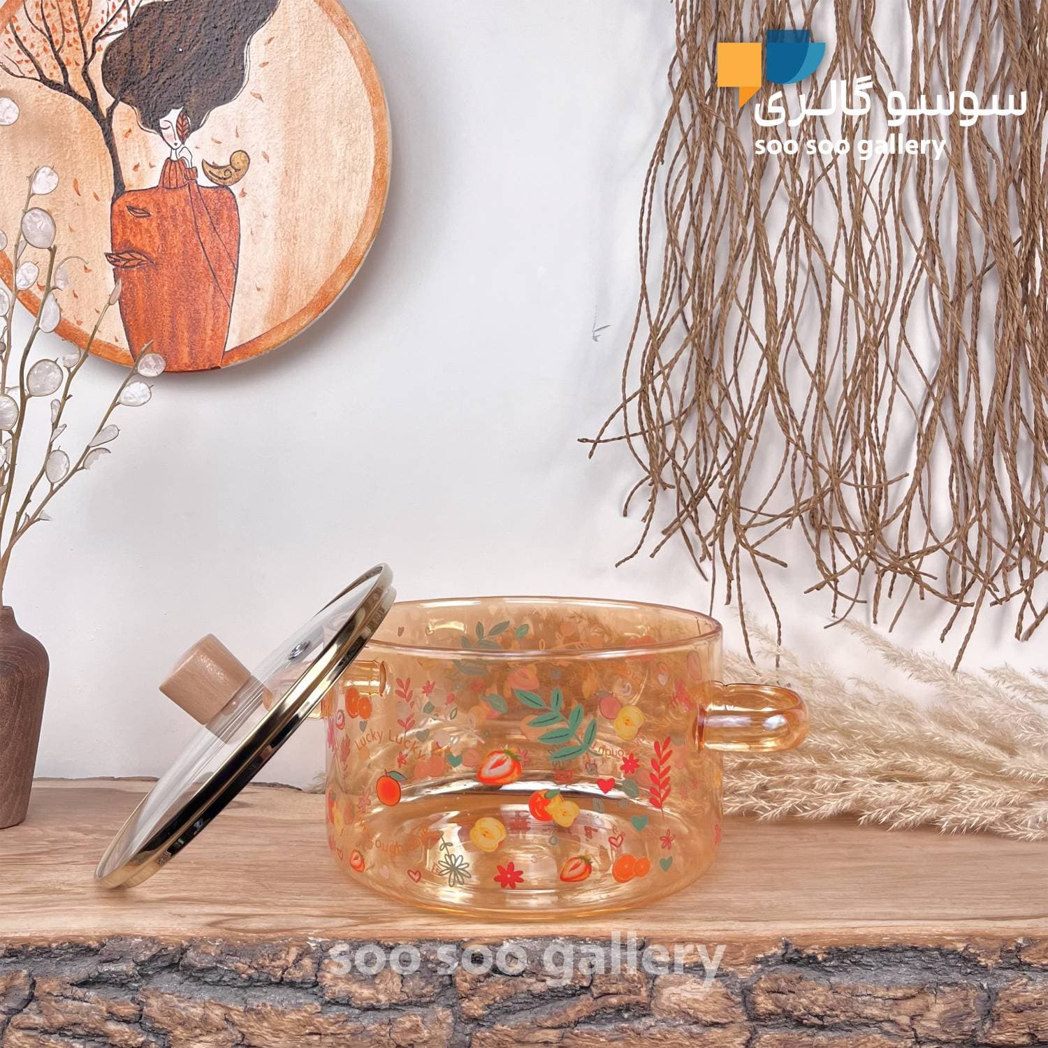 قابلمه پیرکس طرح میوه شعله مستقیم — تصویر ۴