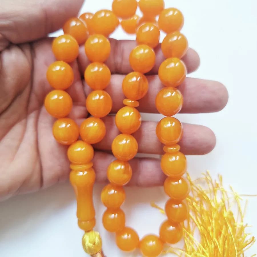تسبیح سندلوس بودار 35 دانه اصل کد 1384 گرد پرتقالی آقابزرگ — تصویر ۹