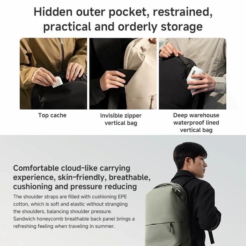 کوله پشتی لپ تاپ 15.6 اینچ شیائومی میجیا Mijia Commuter Backpack MJTQB01RM — تصویر ۶