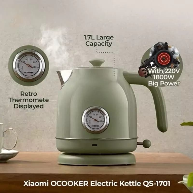 کتری برقی 1.7 لیتری دماسنج دار شیائومی مدل QCOOKER QS1701 — تصویر ۳