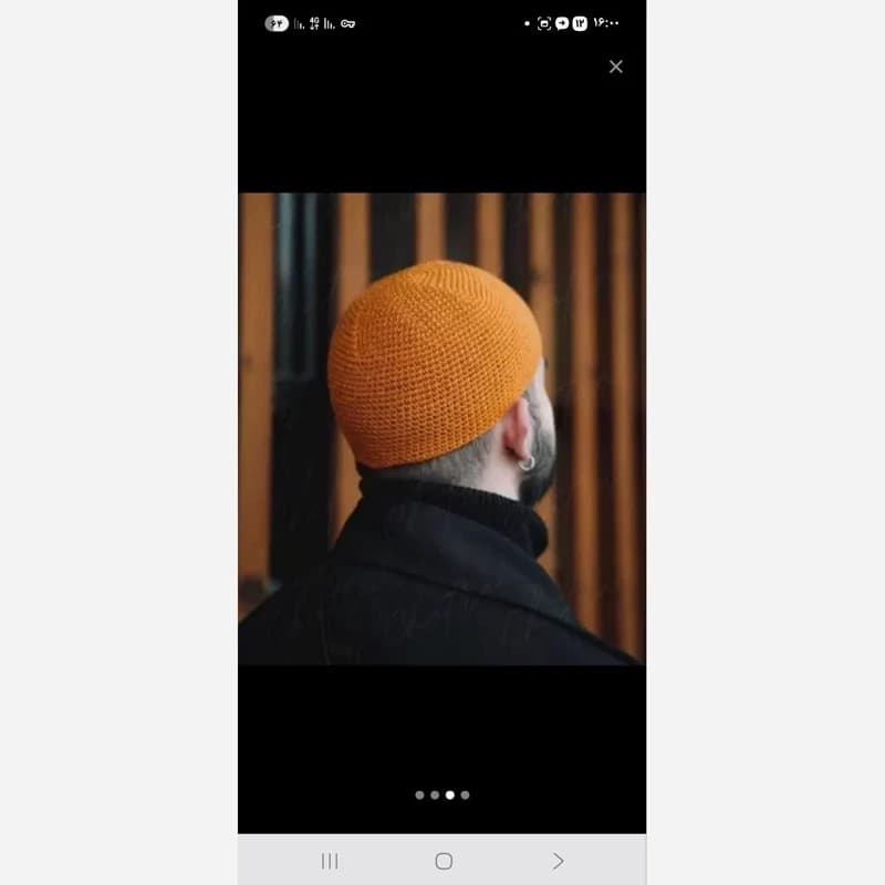 کلاه قلاب بافی سنتی خراسان بی لبه سبز رنگ — تصویر ۴