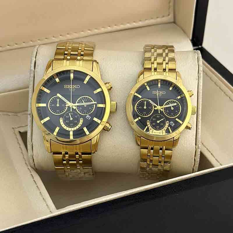 ست ساعت مچی زنانه و مردانه سیکو مدل WS-S36903 سه موتوره فعال بند فلزی — تصویر ۳