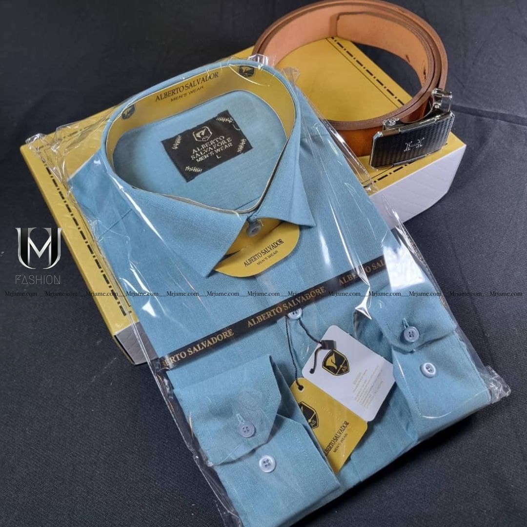 پیراهن جعبه ای مردانه نیلی با دوخت صنعتی و جنس پوپلین