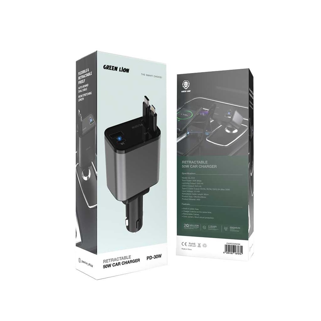 شارژر فندکی 50W خودرو مدل GL-OC2 GreenLion Car Charger