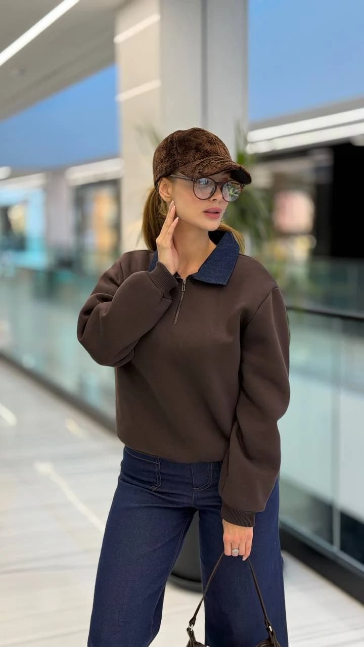 مرسا دورس نیم زیپ یقه رنگی — تصویر ۵