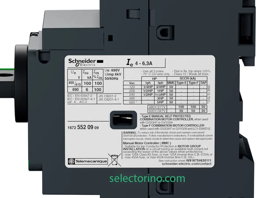 کلید حرارتی مغناطیسی 0.25 تا 0.40 آمپر اشنایدر کد GV2P03 — تصویر ۴