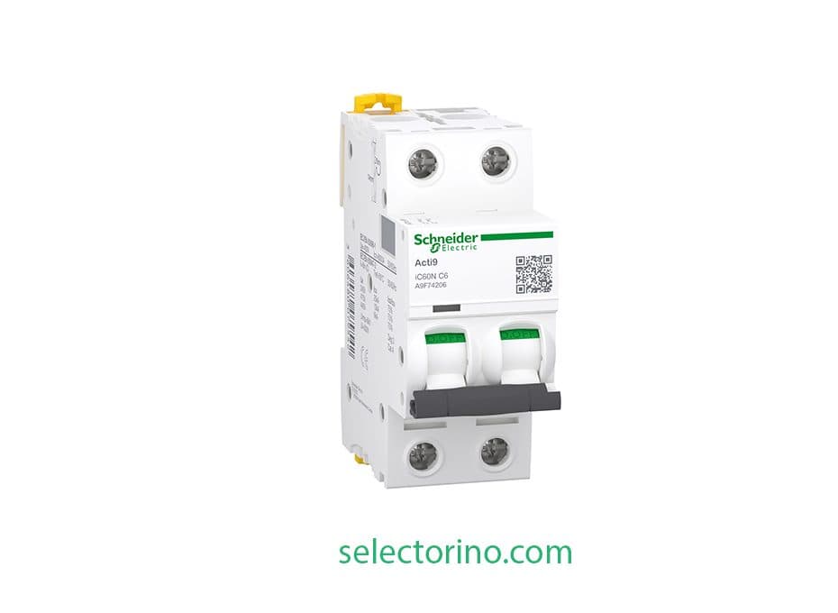 مینیاتوری دو پل 6 آمپر مینیاتوری 2P-6 مدل A9F74206 اشنایدر Schneider Electric