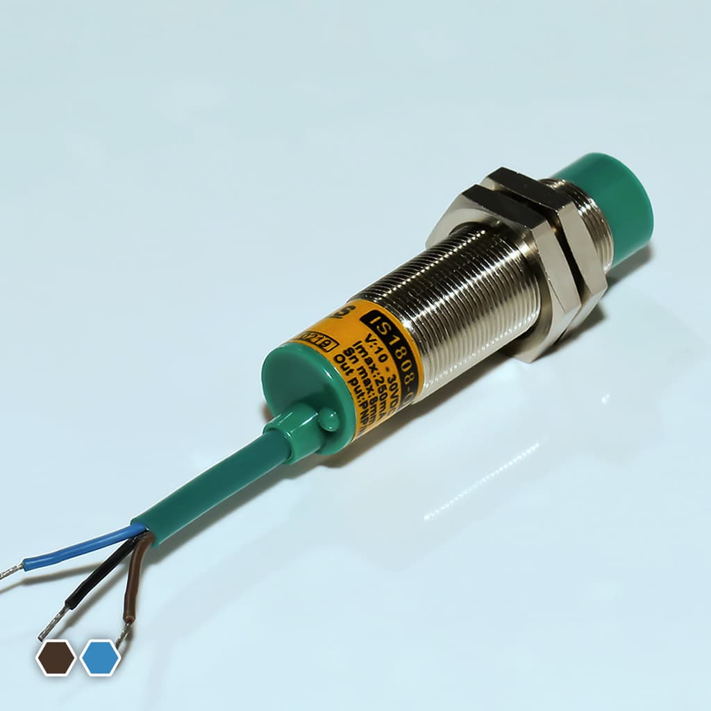 سنسور القایی تبریز سنسور، PNP-NC-NO، قطر 22، چهار سیمه، فاصله تشخیص 10mm، کد IS2210-P — تصویر ۳