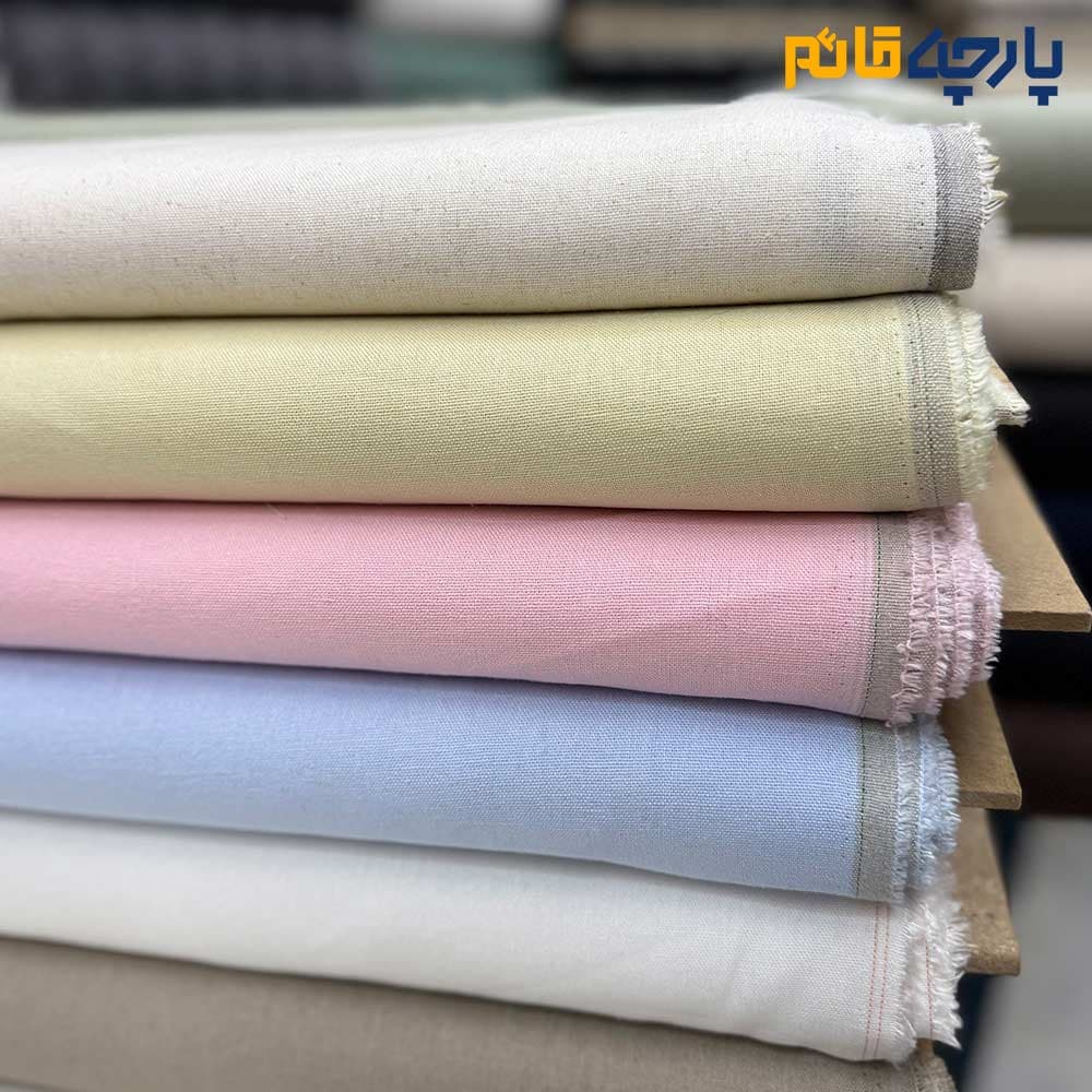 پارچه بهاره تابستانه لینن ساده سفارشی رنگ زیتونی کرم روشن عرض ۱۴۵ کد11448 — تصویر ۳