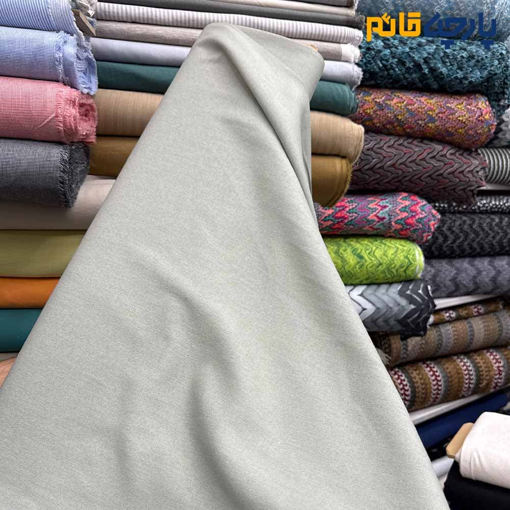 پارچه بهاره تابستانه لینن ساده سفارشی رنگ زیتونی کرم روشن عرض ۱۴۵ کد11448