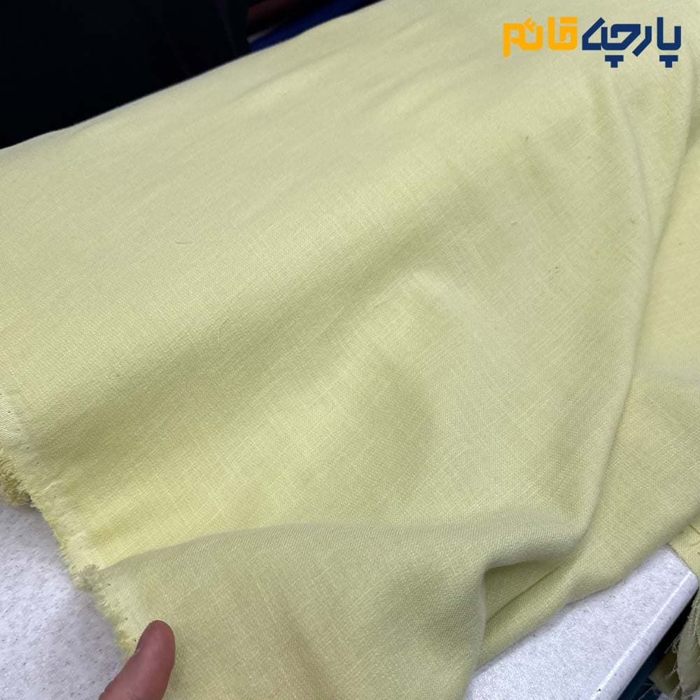 پارچه بهاره تابستانه لینن ساده رنگ لیمویی روشن عرض ۱۵۰ کد11286 — تصویر ۴