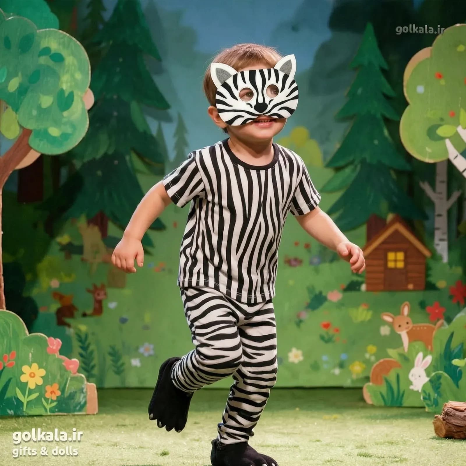 ماسک نمایشی طرح«ماسک گورخر » گل کالا🦓 ، هدیهای برای تم تولد و جشنهای کودک — تصویر ۴
