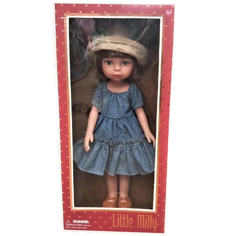 عروسک Little Milly پیراهن آبی خال خالی کد91071 — تصویر ۲