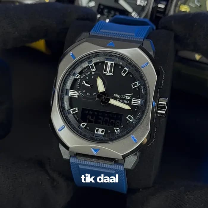 ساعت جی شاک پرو ترک فلزی مشکی بند آبی | G-SHOCK PRO TREK — تصویر ۲