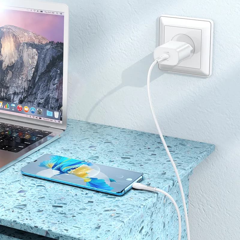 شارژر دیواری 25 وات هوکو مدل N22 با کابل تایپ سی به تایپ سی — تصویر ۵