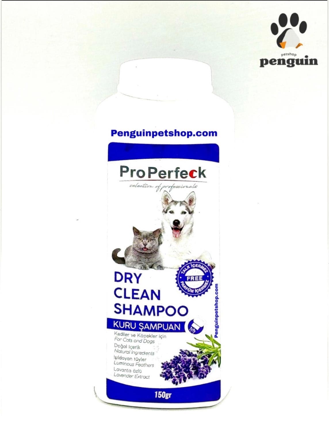 شامپو خشک سک و گربه پروپرفک با رایحه لوندرPro Perfeck Dry Clean Shampoo وزن 150 گرم