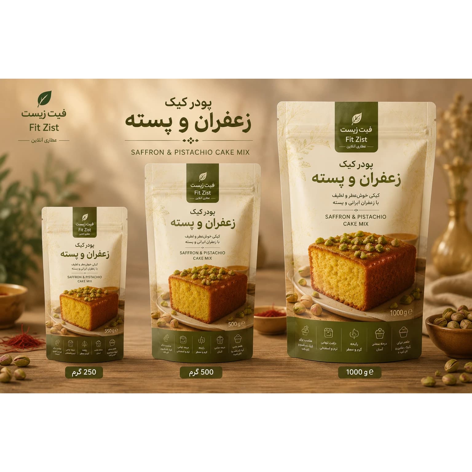 پودر کیک زعفران و پسته 1000 گرم — تصویر ۶