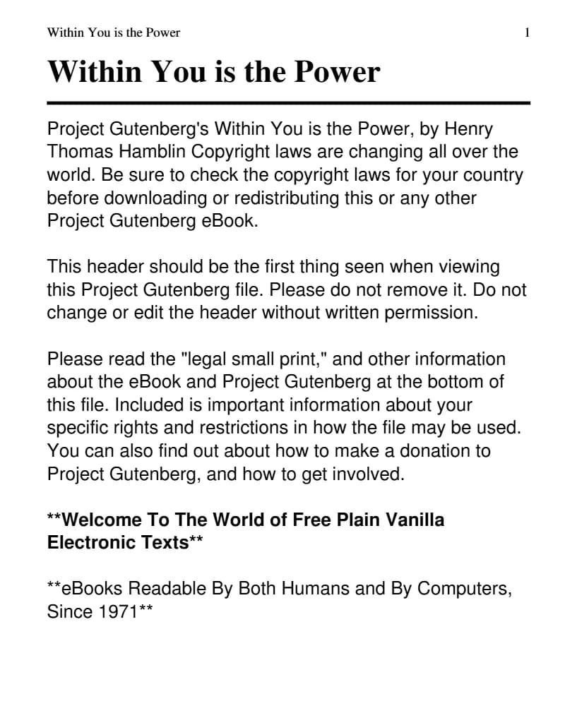 کتاب Within You Is the Power (قدرت درون توست) نسخه انگلیسی PDF | فرانک چانینگ هادوک
