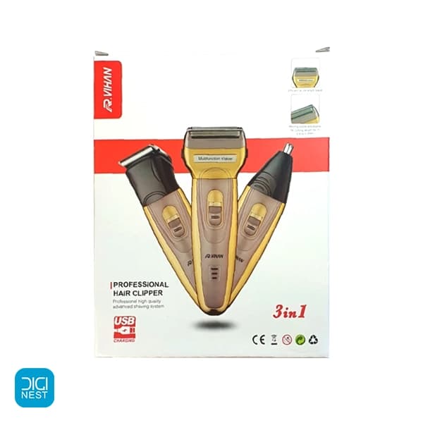 ماشین اصلاح صورت و بدن سه کاره ویهان مدل RV-6225 — تصویر ۳