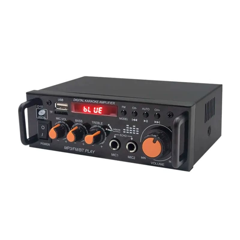آمپلی فایر بلوتوثی دوبل استریو 600RMS با دو ورودی میکروفن مدل BT-296