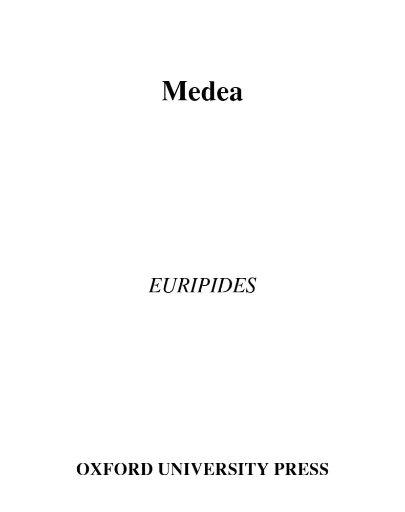 کتاب Medea (مدئا) نسخه انگلیسی PDF | اوریپید و مایکل کولیر