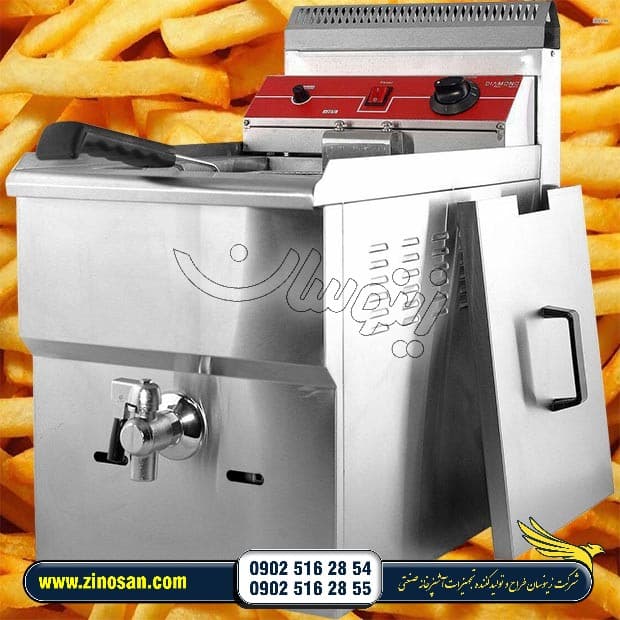 سرخ کن گازی رومیزی تک لگن هفده لیتری با شیر تخلیه مارک دیاموند چین