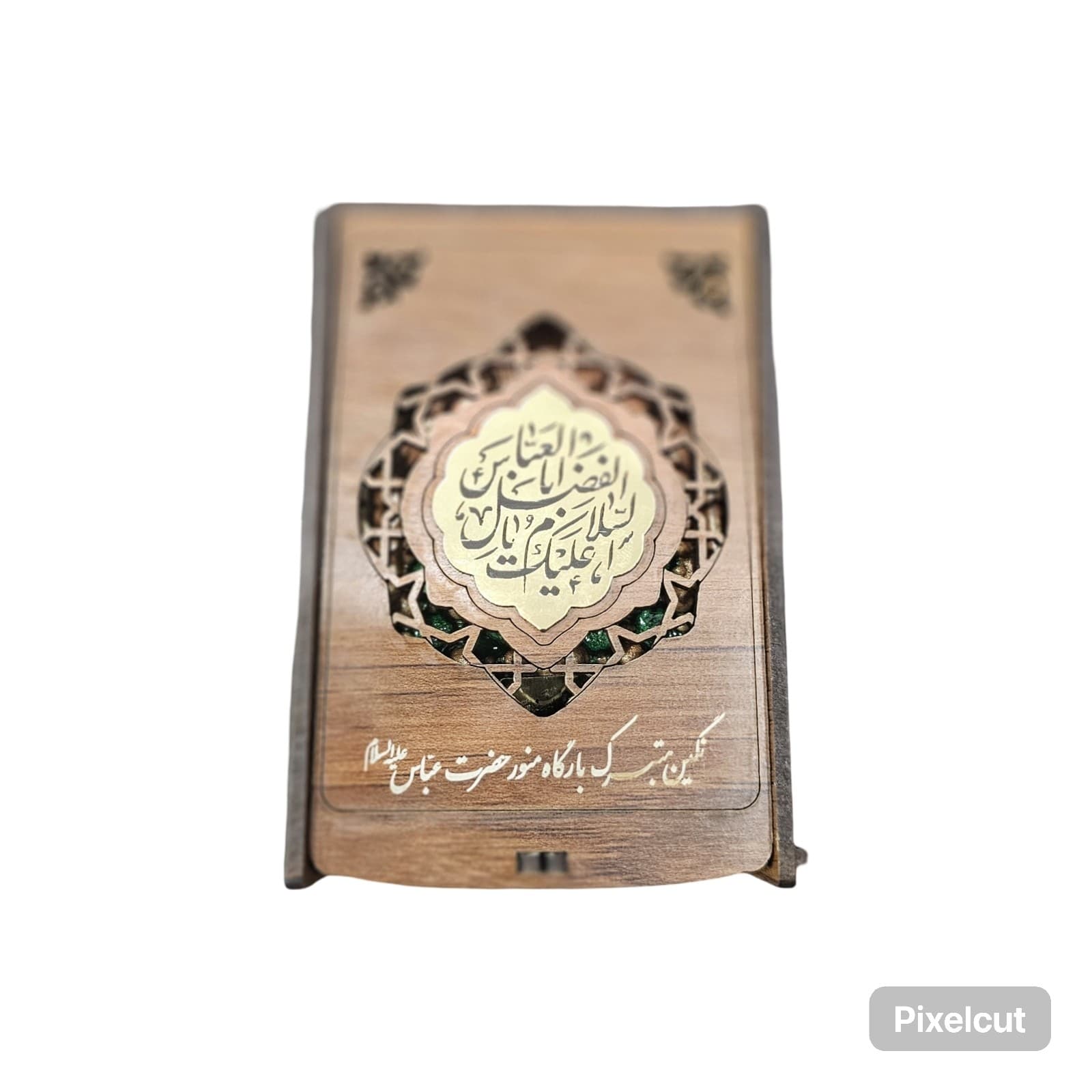 سنگ حرم حضرت ابالفضل با ضریح سفالی و جعبه چوبی نفیس — تصویر ۴
