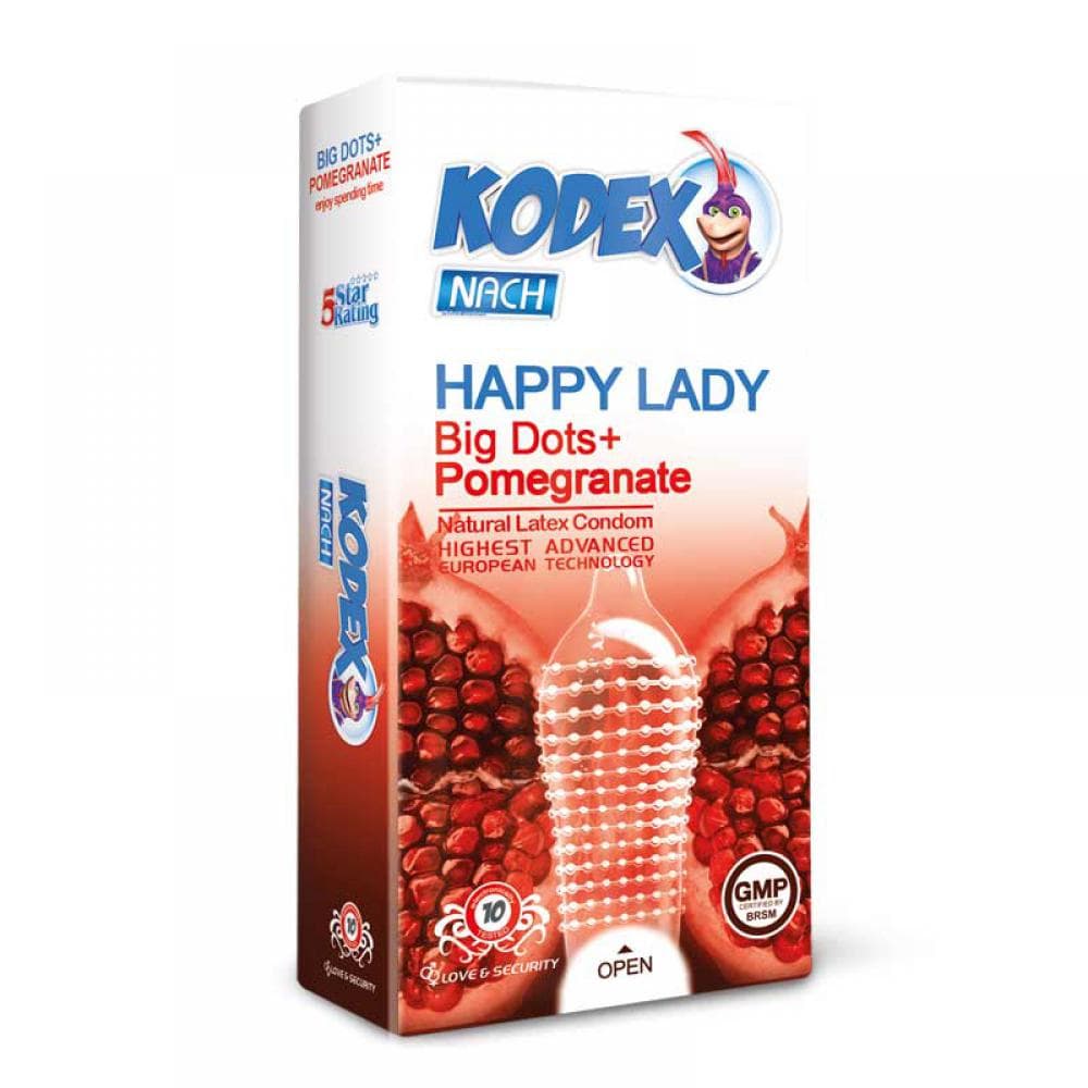 کاندوم خاردار ناچ کدکس HAPPY LADY بسته ۱۰ عددی — تصویر ۳