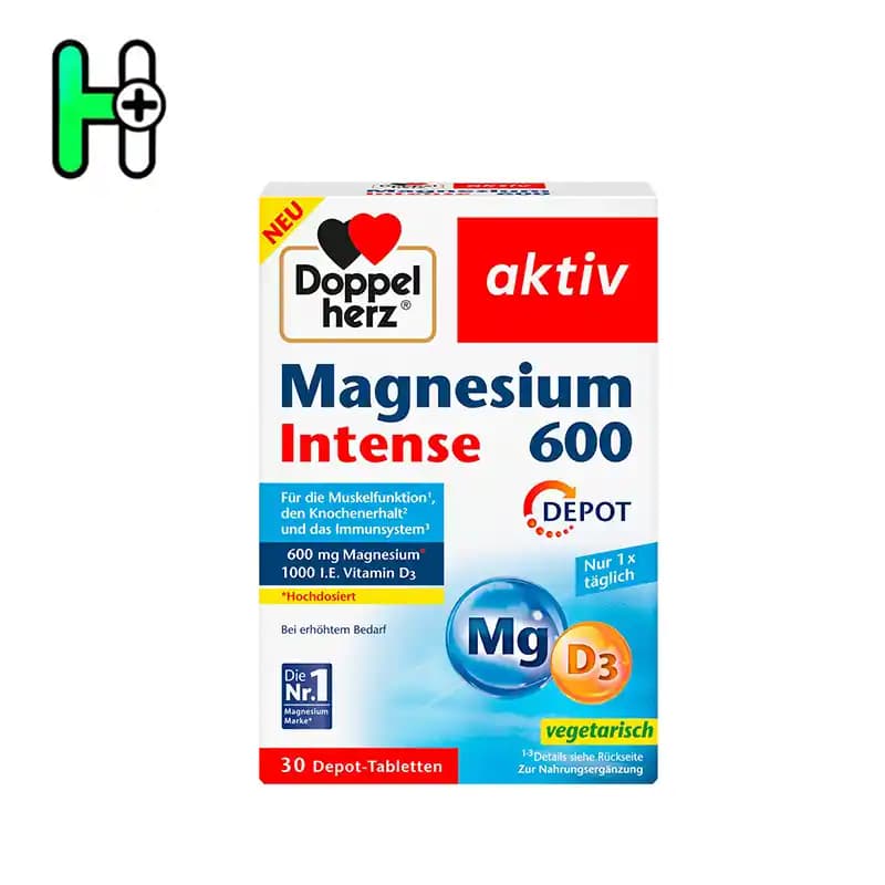 مکمل منیزیم 600 اینتنس داپلهِرز Doppelherz Magnesium Intense 600 + Vitamin D3