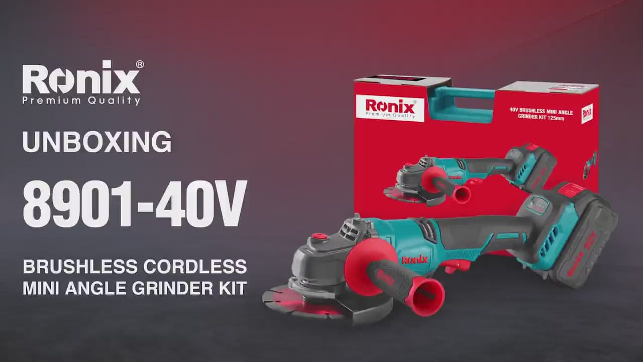 8901-40V – کیت مینی فرز شارژی براشلس 40 ولت 125 میلی متر دیمر دار رونیکس — تصویر ۲