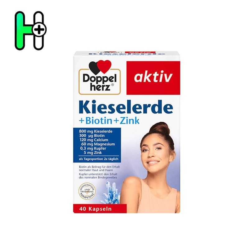 قرص تقویت پوست مو و ناخن داپل هرز Doppelherz Kieselerde + Biotin + Zink — تصویر ۲