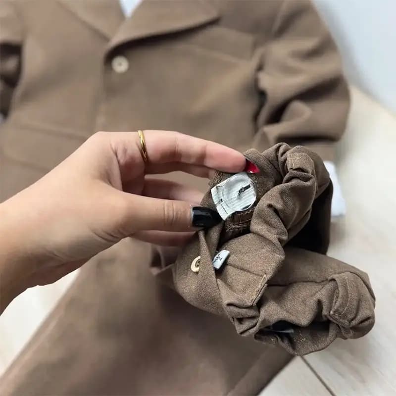 کت شلوار پسرانه قهوه ای روشن فاستونی کد A-4086 — تصویر ۸