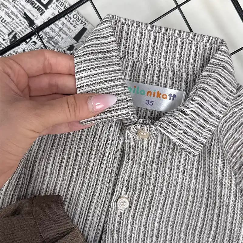 ست شومیز و شلوار پسرانه قهوه ای کد 1375 — تصویر ۴
