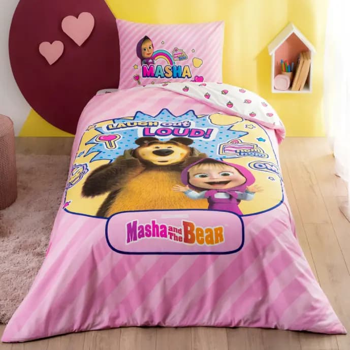 سرویس ملحفه دیزنی یکنفره Masha Bear Super Cute برند Tac — تصویر ۲