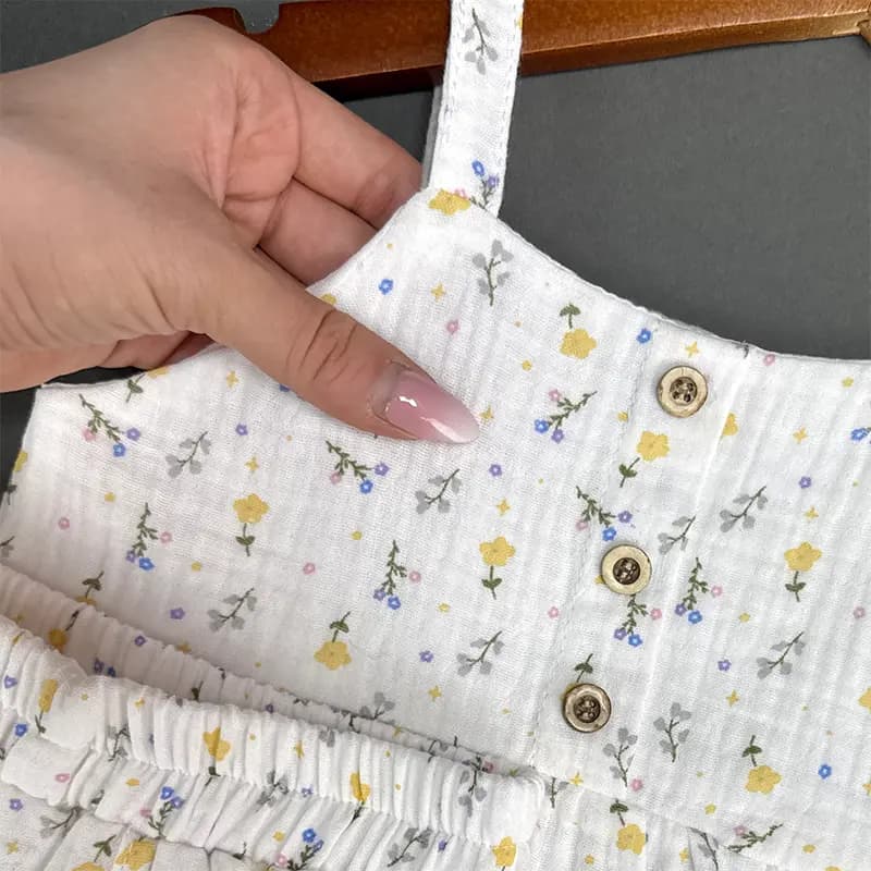 ست تاپ و شلوارک دخترانه موسلین مدل لونا کد 4365 — تصویر ۷