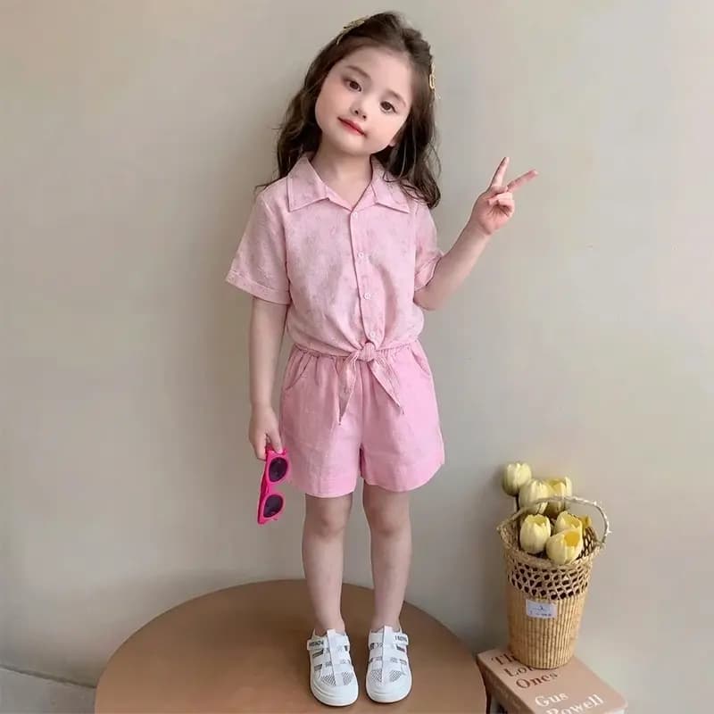 شومیز و شلوارک دخترانه گره ای تابستانه مدل جونیا کد ۴۲۸۸ — تصویر ۸